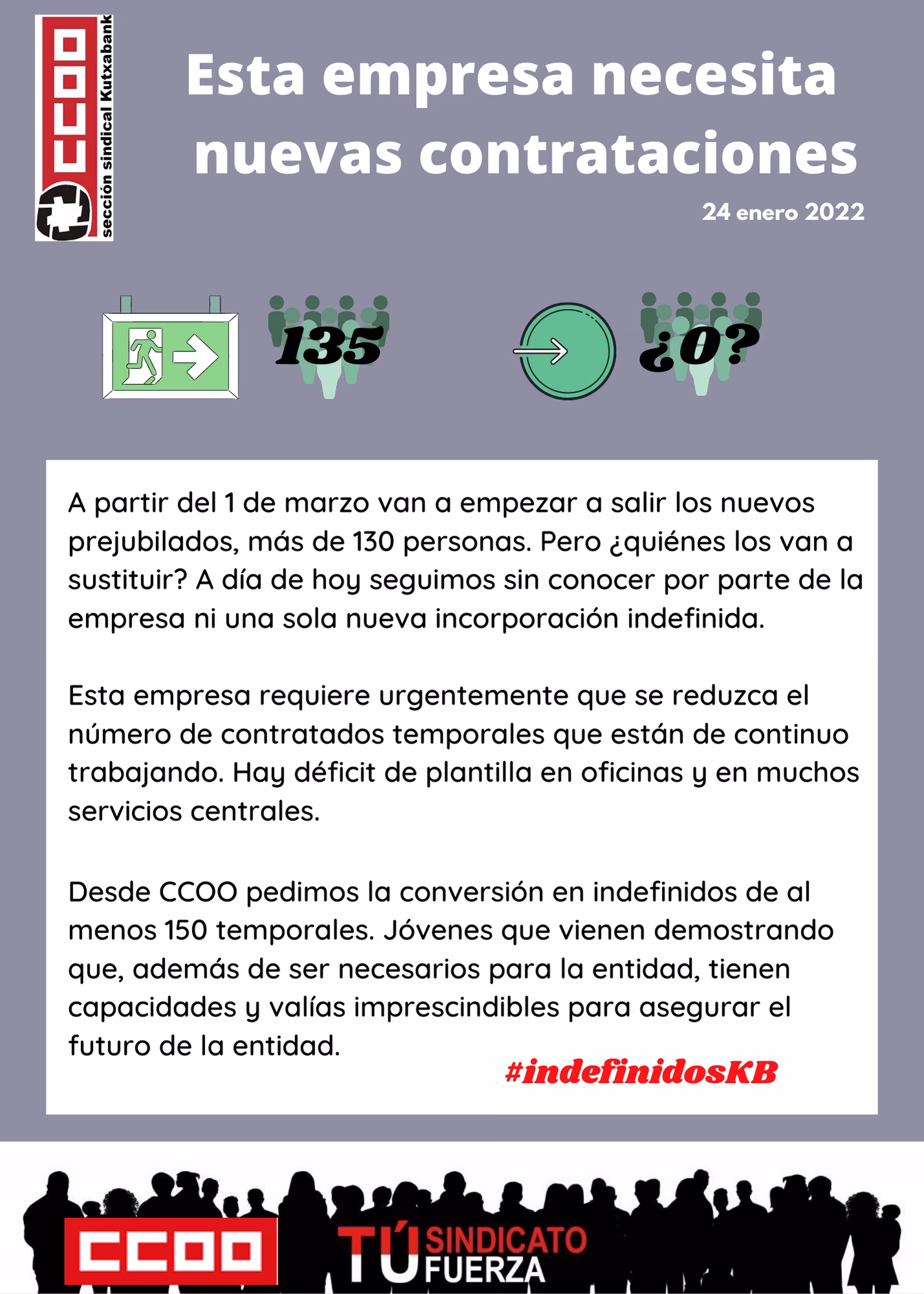 Necesitamos contrataciones indefinidas
